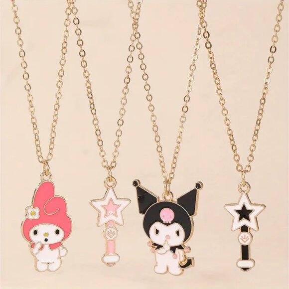 $2⃣ DOLLARS PER SET>>CHOOSE THE 2 PIECE NECKLACE SET MY MELODY OR KUROMI - Picture 1 of 4
